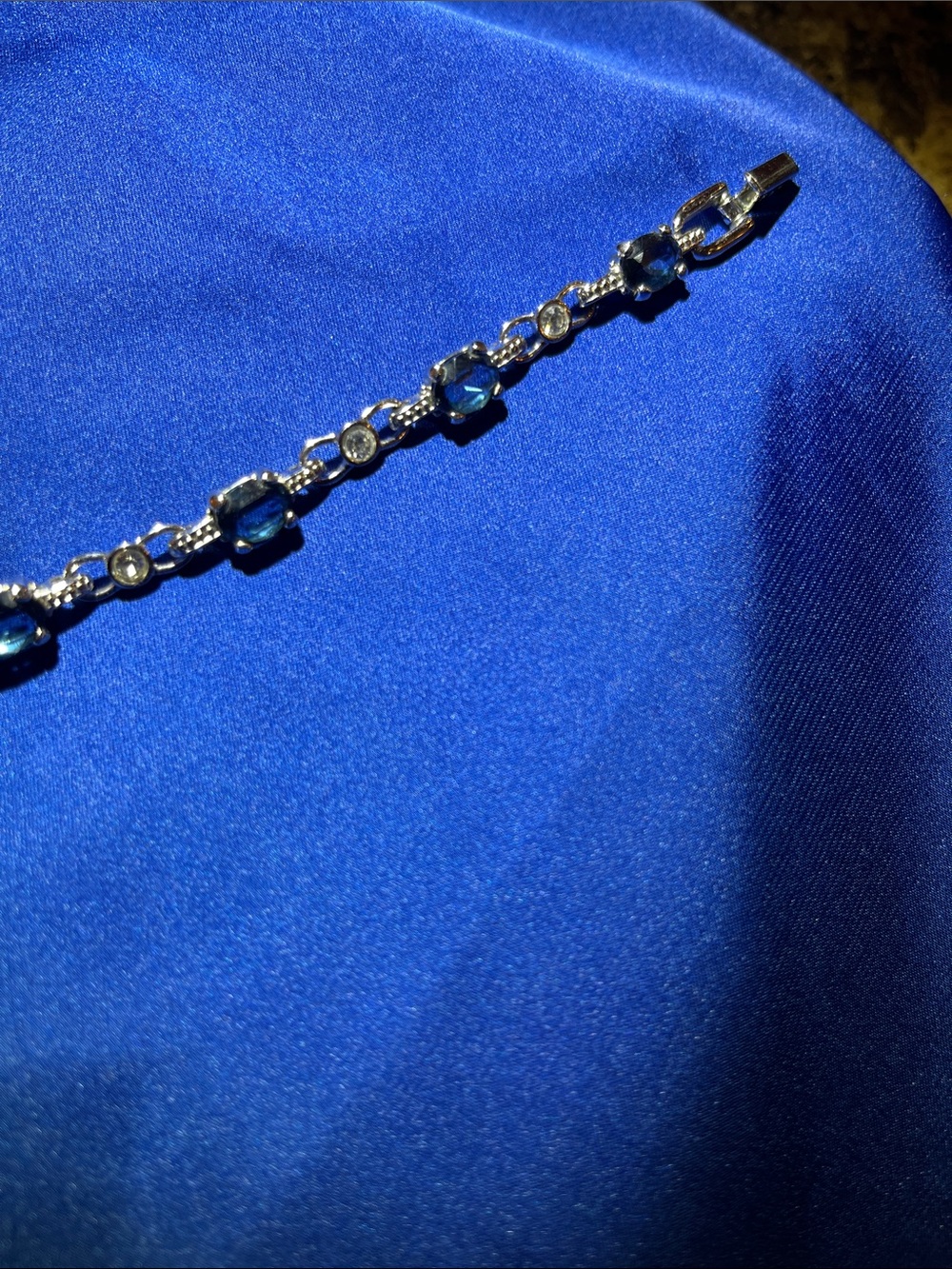 Blue and White Swarovski Crystal Link Bracelet